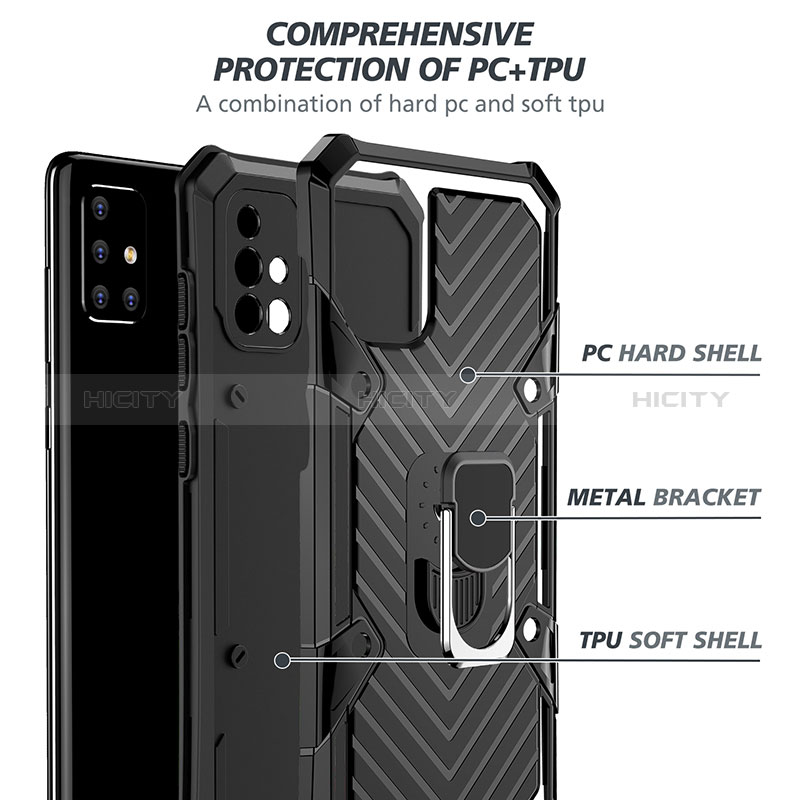 Coque Contour Silicone et Plastique Housse Etui Mat avec Magnetique Support Bague Anneau YF1 pour Samsung Galaxy A71 4G A715 Plus