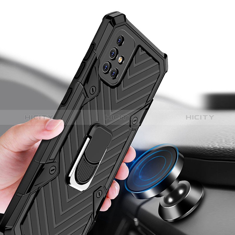 Coque Contour Silicone et Plastique Housse Etui Mat avec Magnetique Support Bague Anneau YF1 pour Samsung Galaxy A71 4G A715 Plus