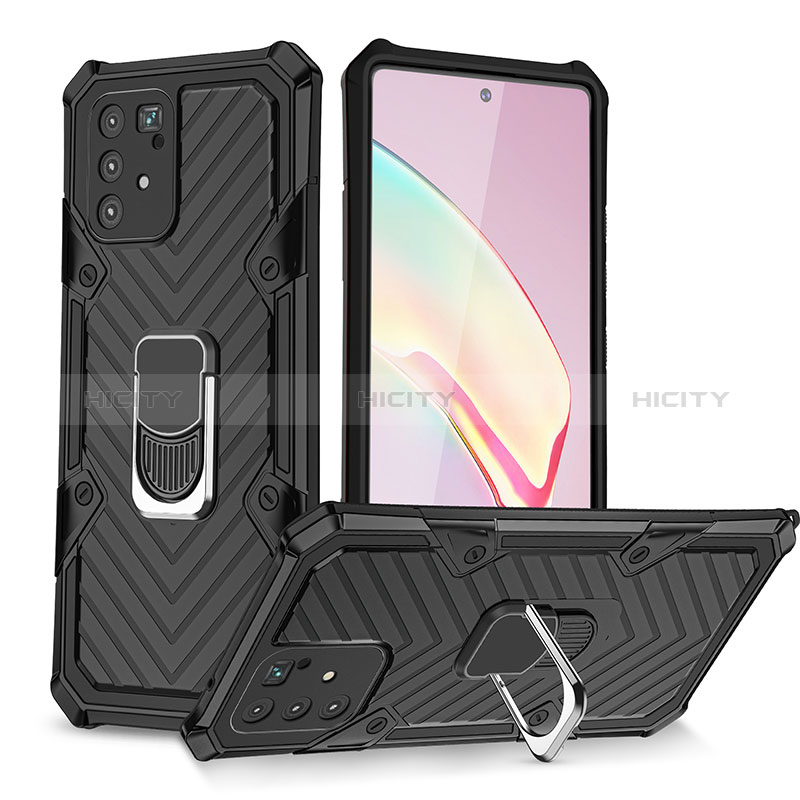 Coque Contour Silicone et Plastique Housse Etui Mat avec Magnetique Support Bague Anneau YF1 pour Samsung Galaxy A91 Plus