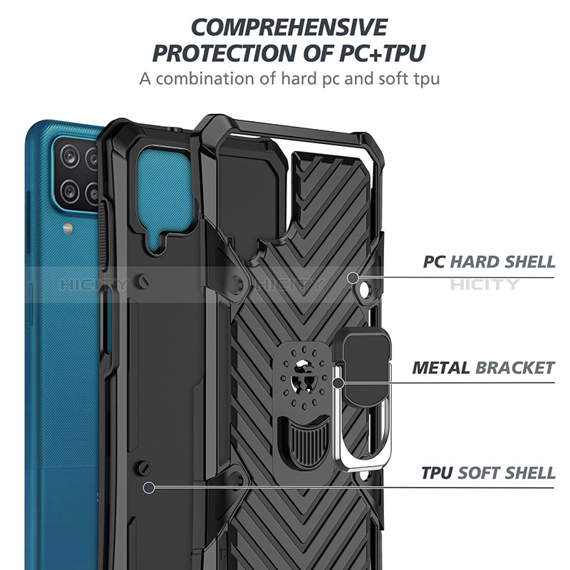 Coque Contour Silicone et Plastique Housse Etui Mat avec Magnetique Support Bague Anneau YF1 pour Samsung Galaxy F12 Plus