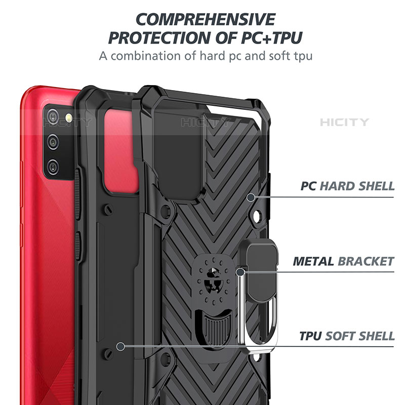 Coque Contour Silicone et Plastique Housse Etui Mat avec Magnetique Support Bague Anneau YF1 pour Samsung Galaxy M02s Plus