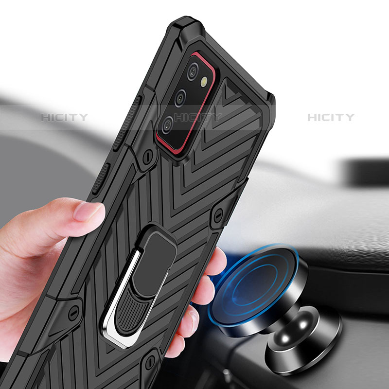 Coque Contour Silicone et Plastique Housse Etui Mat avec Magnetique Support Bague Anneau YF1 pour Samsung Galaxy M02s Plus