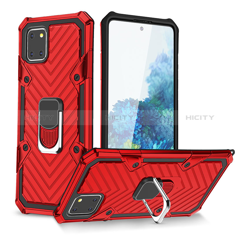 Coque Contour Silicone et Plastique Housse Etui Mat avec Magnetique Support Bague Anneau YF1 pour Samsung Galaxy M60s Rouge Plus