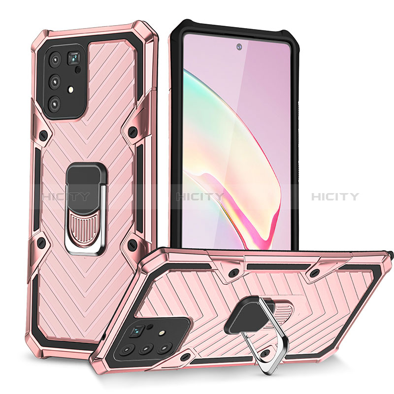 Coque Contour Silicone et Plastique Housse Etui Mat avec Magnetique Support Bague Anneau YF1 pour Samsung Galaxy S10 Lite Or Rose Plus