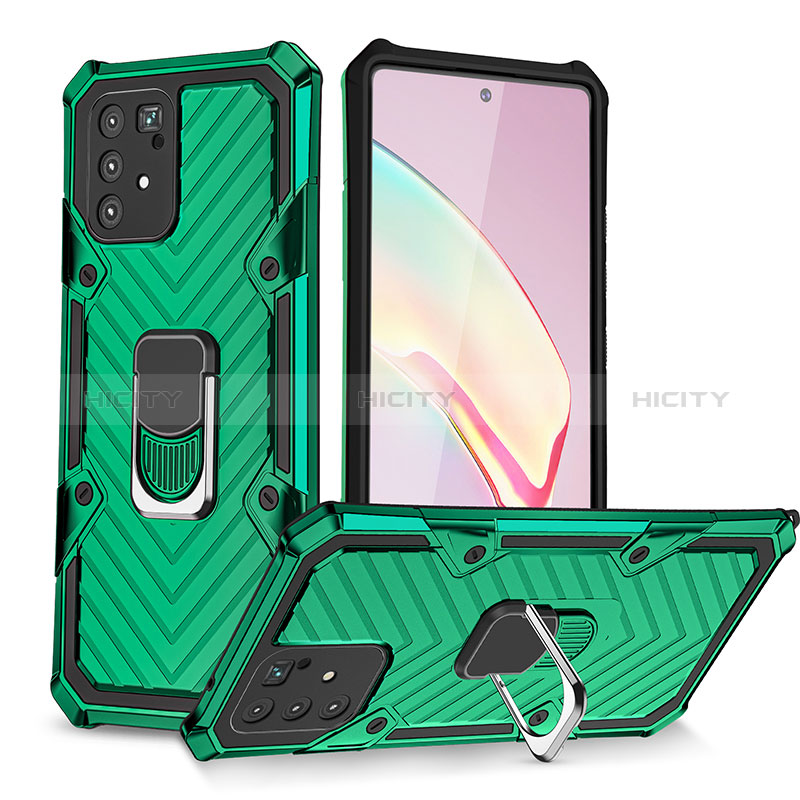 Coque Contour Silicone et Plastique Housse Etui Mat avec Magnetique Support Bague Anneau YF1 pour Samsung Galaxy S10 Lite Vert Plus