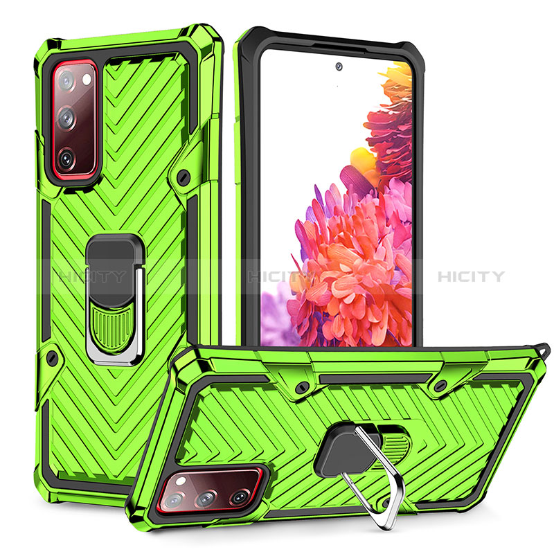 Coque Contour Silicone et Plastique Housse Etui Mat avec Magnetique Support Bague Anneau YF1 pour Samsung Galaxy S20 FE 4G Pastel Vert Plus