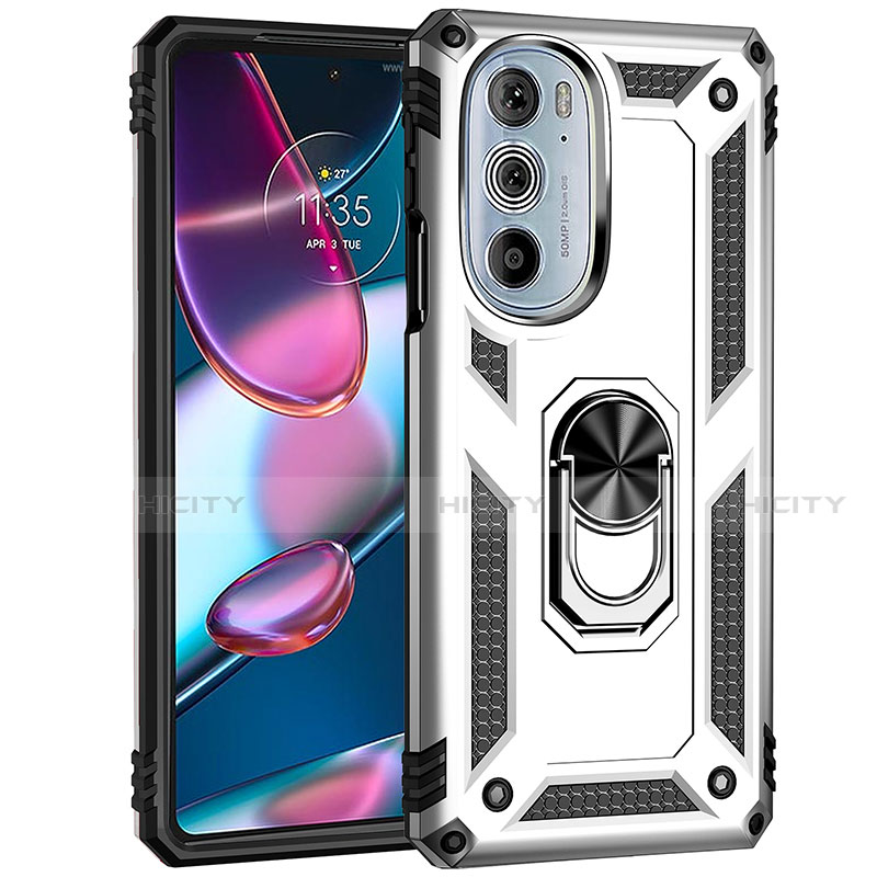 Coque Contour Silicone et Plastique Housse Etui Mat avec Magnetique Support Bague Anneau Z01 pour Motorola Moto Edge 30 Pro 5G Plus