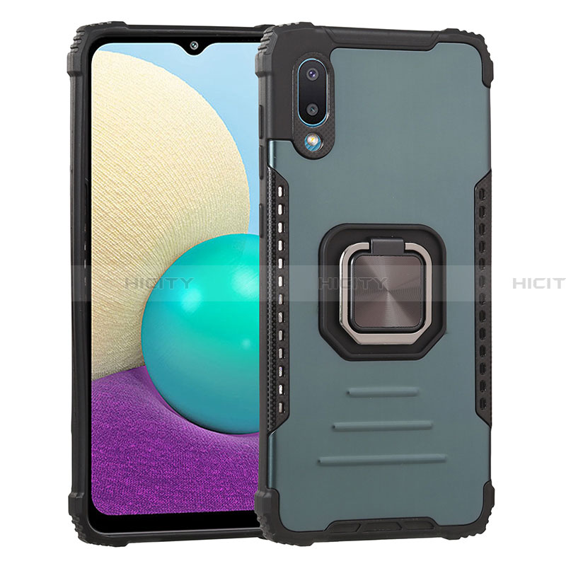 Coque Contour Silicone et Plastique Housse Etui Mat avec Magnetique Support Bague Anneau ZJ1 pour Samsung Galaxy A02 Plus