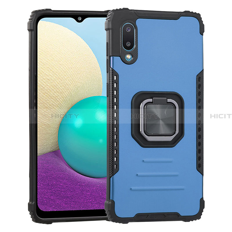 Coque Contour Silicone et Plastique Housse Etui Mat avec Magnetique Support Bague Anneau ZJ1 pour Samsung Galaxy A02 Plus