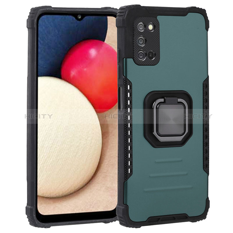 Coque Contour Silicone et Plastique Housse Etui Mat avec Magnetique Support Bague Anneau ZJ1 pour Samsung Galaxy A02s Vert Plus