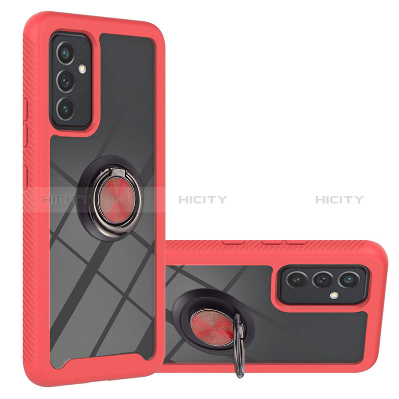 Coque Contour Silicone et Plastique Housse Etui Mat avec Magnetique Support Bague Anneau ZJ1 pour Samsung Galaxy A15 4G Rouge Plus