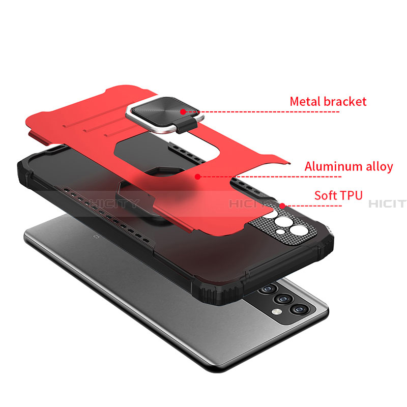 Coque Contour Silicone et Plastique Housse Etui Mat avec Magnetique Support Bague Anneau ZJ1 pour Samsung Galaxy A22 5G Plus
