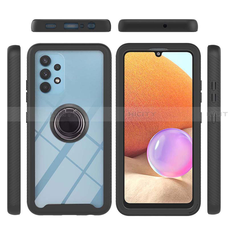 Coque Contour Silicone et Plastique Housse Etui Mat avec Magnetique Support Bague Anneau ZJ1 pour Samsung Galaxy A32 4G Plus