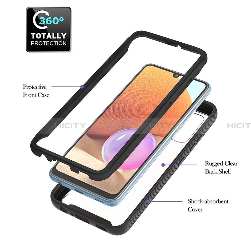 Coque Contour Silicone et Plastique Housse Etui Mat avec Magnetique Support Bague Anneau ZJ1 pour Samsung Galaxy A32 5G Plus