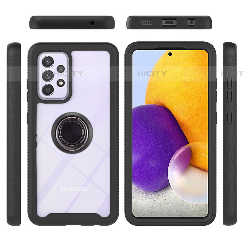 Coque Contour Silicone et Plastique Housse Etui Mat avec Magnetique Support Bague Anneau ZJ1 pour Samsung Galaxy A72 5G Plus