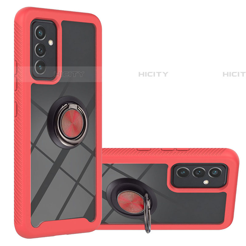 Coque Contour Silicone et Plastique Housse Etui Mat avec Magnetique Support Bague Anneau ZJ1 pour Samsung Galaxy A82 5G Rouge Plus