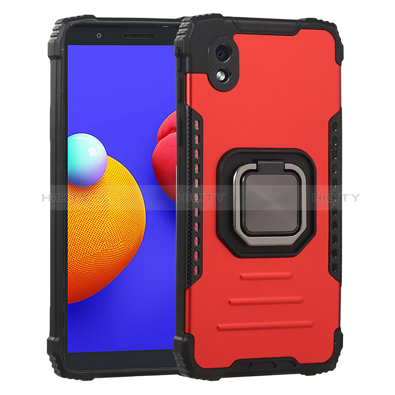 Coque Contour Silicone et Plastique Housse Etui Mat avec Magnetique Support Bague Anneau ZJ2 pour Samsung Galaxy A01 Core Plus