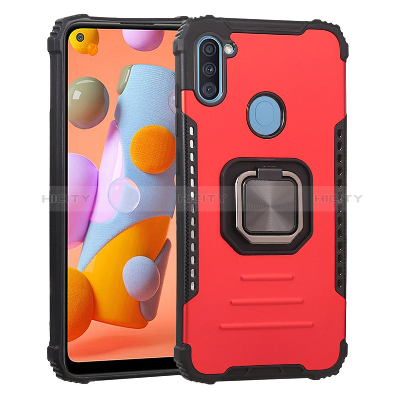 Coque Contour Silicone et Plastique Housse Etui Mat avec Magnetique Support Bague Anneau ZJ2 pour Samsung Galaxy A11 Plus