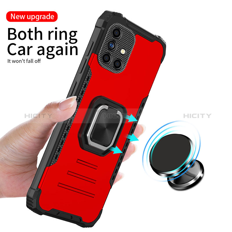 Coque Contour Silicone et Plastique Housse Etui Mat avec Magnetique Support Bague Anneau ZJ2 pour Samsung Galaxy A21s Plus