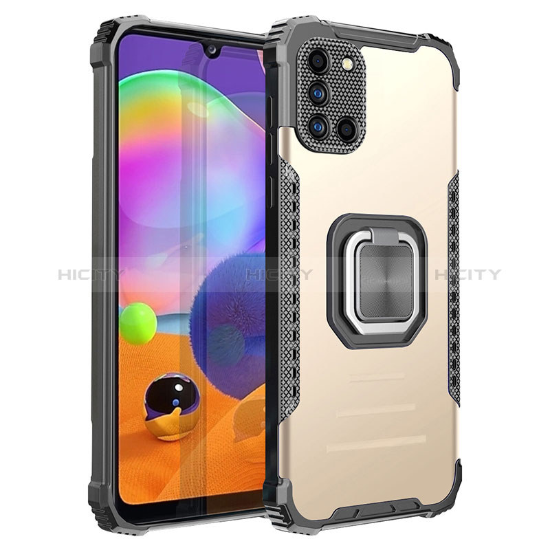 Coque Contour Silicone et Plastique Housse Etui Mat avec Magnetique Support Bague Anneau ZJ2 pour Samsung Galaxy A31 Or Plus