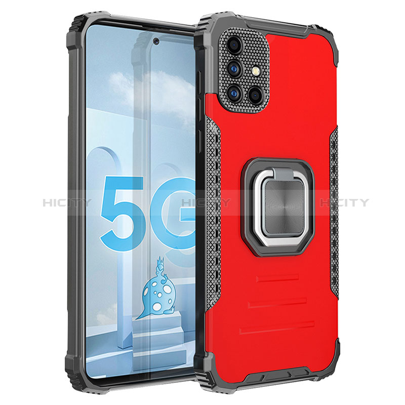 Coque Contour Silicone et Plastique Housse Etui Mat avec Magnetique Support Bague Anneau ZJ2 pour Samsung Galaxy A51 5G Rouge Plus