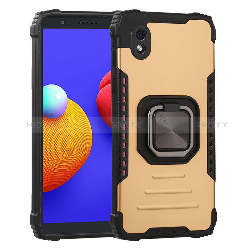 Coque Contour Silicone et Plastique Housse Etui Mat avec Magnetique Support Bague Anneau ZJ2 pour Samsung Galaxy M01 Core Plus