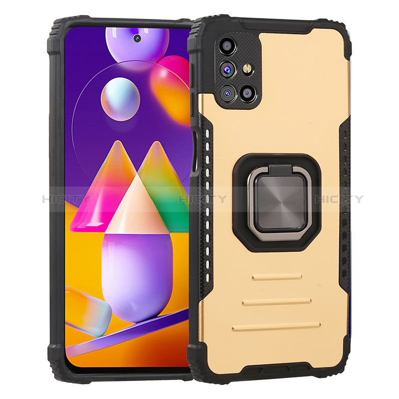 Coque Contour Silicone et Plastique Housse Etui Mat avec Magnetique Support Bague Anneau ZJ2 pour Samsung Galaxy M31s Plus