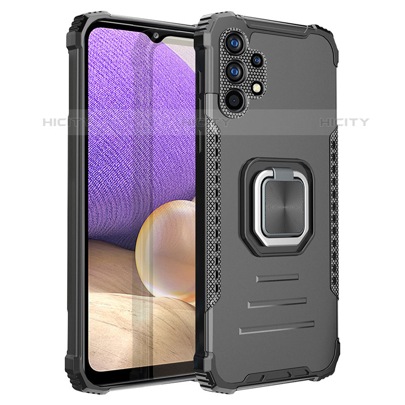 Coque Contour Silicone et Plastique Housse Etui Mat avec Magnetique Support Bague Anneau ZJ2 pour Samsung Galaxy M32 5G Noir Plus