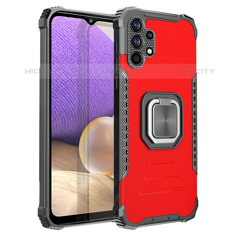 Coque Contour Silicone et Plastique Housse Etui Mat avec Magnetique Support Bague Anneau ZJ2 pour Samsung Galaxy M32 5G Rouge Plus