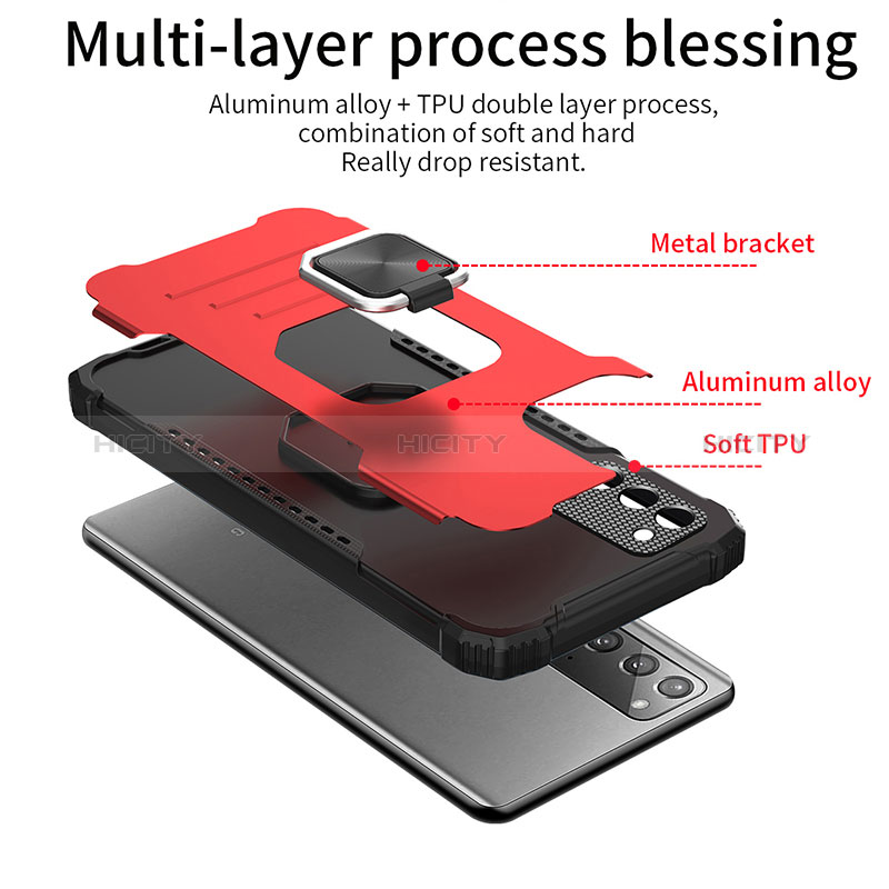 Coque Contour Silicone et Plastique Housse Etui Mat avec Magnetique Support Bague Anneau ZJ2 pour Samsung Galaxy S20 Lite 5G Plus