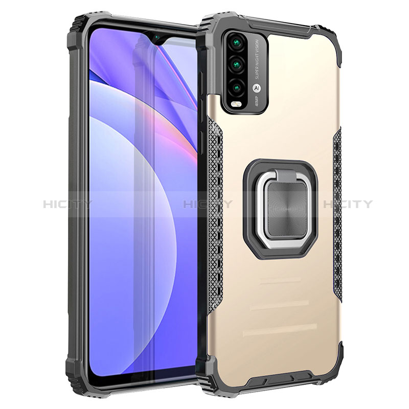 Coque Contour Silicone et Plastique Housse Etui Mat avec Magnetique Support Bague Anneau ZJ2 pour Xiaomi Redmi 9 Power Or Plus