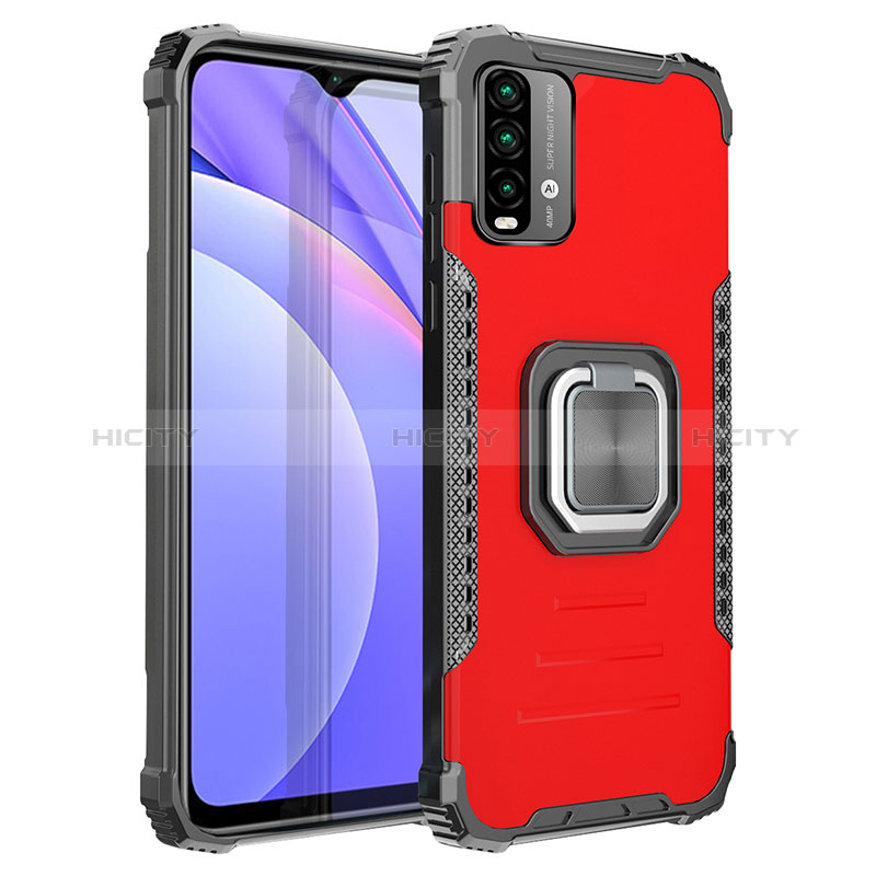 Coque Contour Silicone et Plastique Housse Etui Mat avec Magnetique Support Bague Anneau ZJ2 pour Xiaomi Redmi 9 Power Plus