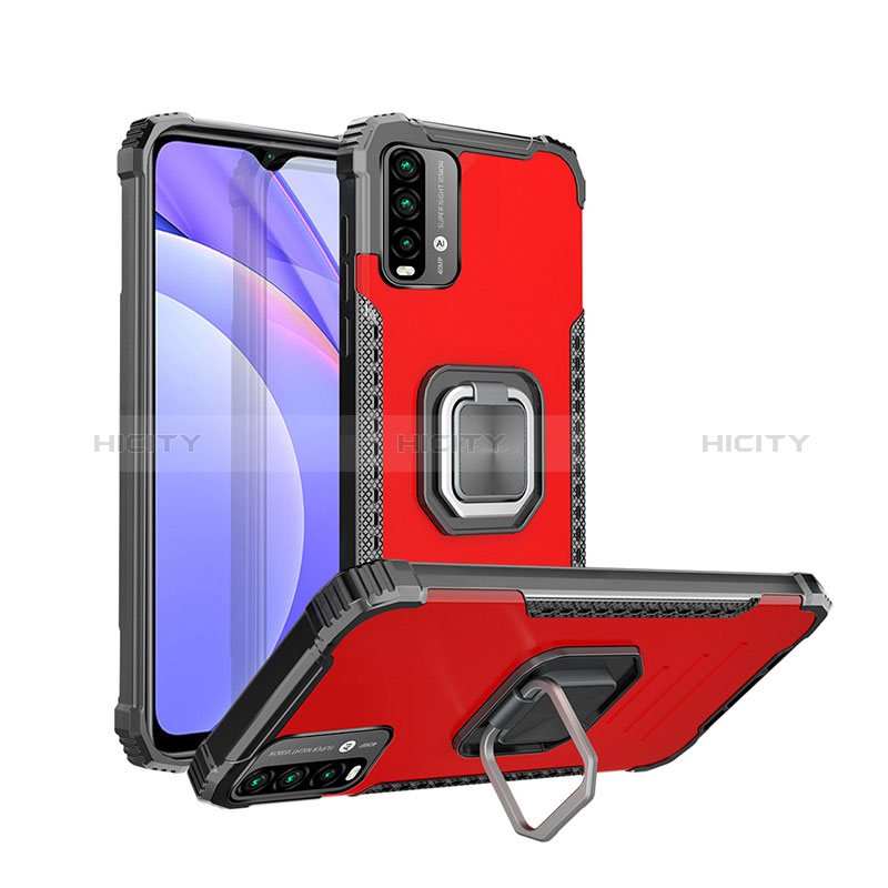 Coque Contour Silicone et Plastique Housse Etui Mat avec Magnetique Support Bague Anneau ZJ2 pour Xiaomi Redmi 9 Power Plus