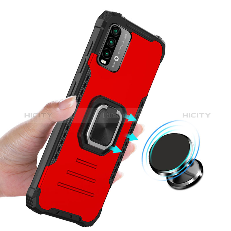 Coque Contour Silicone et Plastique Housse Etui Mat avec Magnetique Support Bague Anneau ZJ2 pour Xiaomi Redmi 9 Power Plus