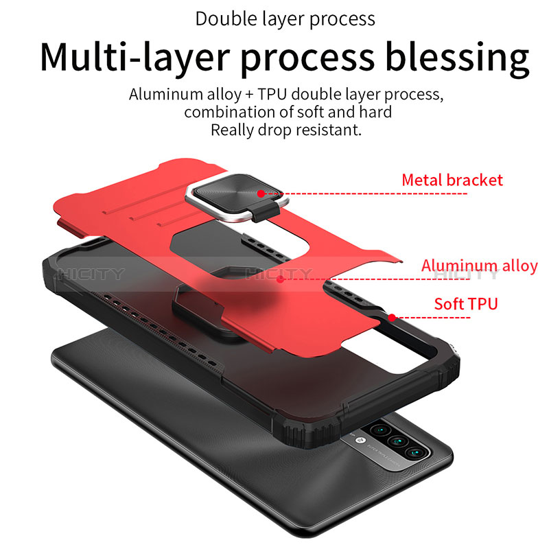 Coque Contour Silicone et Plastique Housse Etui Mat avec Magnetique Support Bague Anneau ZJ2 pour Xiaomi Redmi Note 9 4G Plus