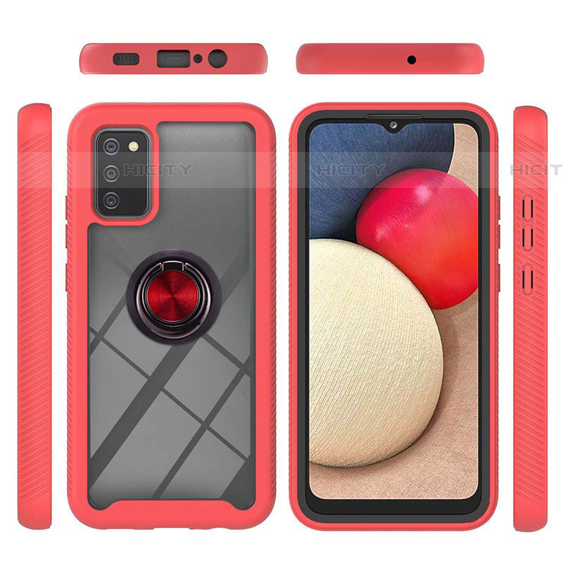 Coque Contour Silicone et Plastique Housse Etui Mat avec Magnetique Support Bague Anneau ZJ5 pour Samsung Galaxy A03s Plus