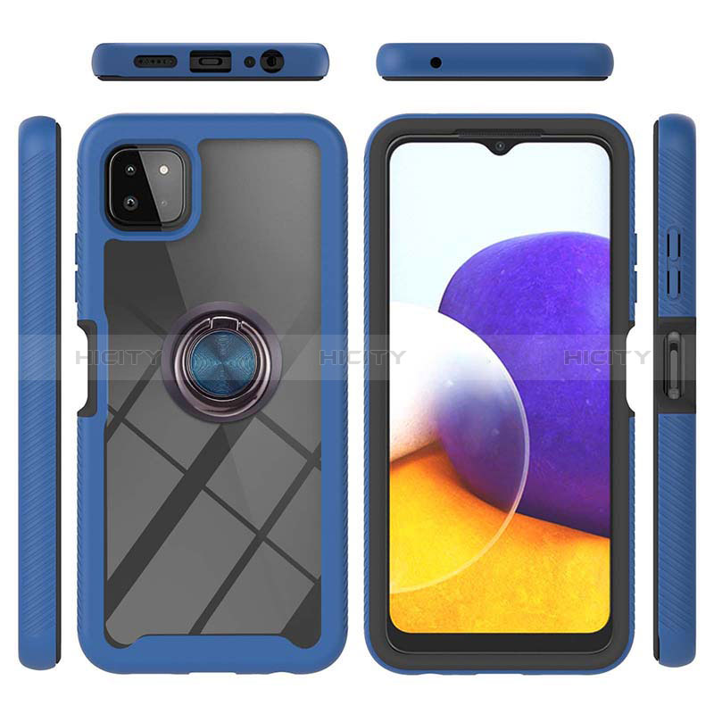 Coque Contour Silicone et Plastique Housse Etui Mat avec Magnetique Support Bague Anneau ZJ5 pour Samsung Galaxy A22s 5G Plus