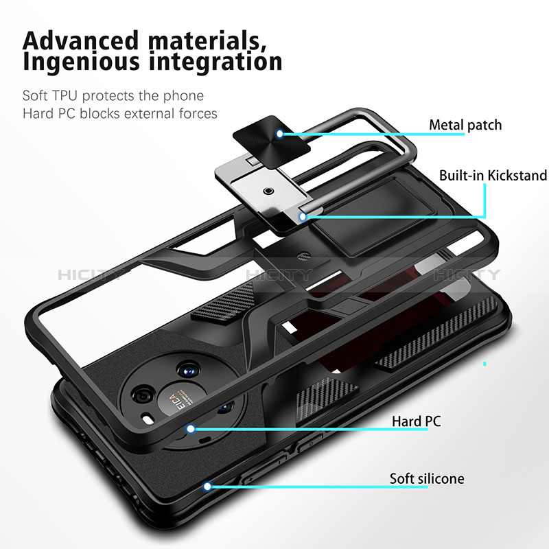 Coque Contour Silicone et Plastique Housse Etui Mat avec Magnetique Support Bague Anneau ZL1 pour Huawei Mate 40 Pro Plus