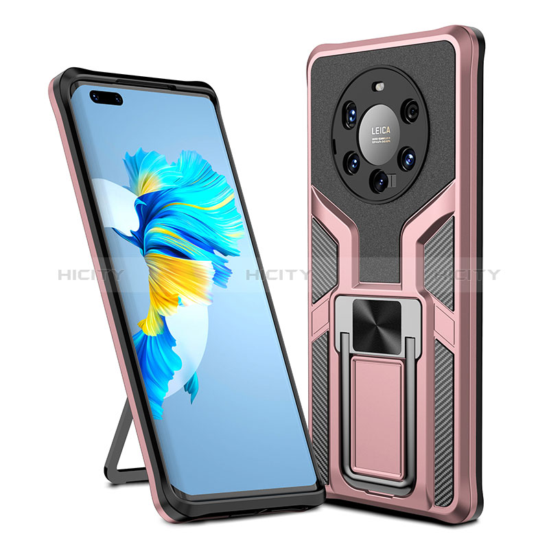 Coque Contour Silicone et Plastique Housse Etui Mat avec Magnetique Support Bague Anneau ZL1 pour Huawei Mate 40 Pro+ Plus Plus