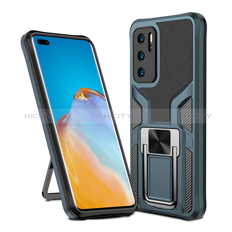 Coque Contour Silicone et Plastique Housse Etui Mat avec Magnetique Support Bague Anneau ZL1 pour Huawei P40 Plus