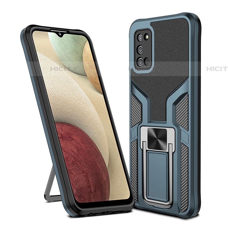 Coque Contour Silicone et Plastique Housse Etui Mat avec Magnetique Support Bague Anneau ZL1 pour Samsung Galaxy A03s Plus