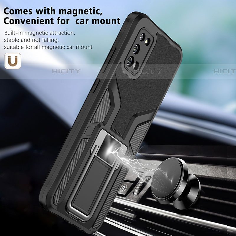 Coque Contour Silicone et Plastique Housse Etui Mat avec Magnetique Support Bague Anneau ZL1 pour Samsung Galaxy A03s Plus