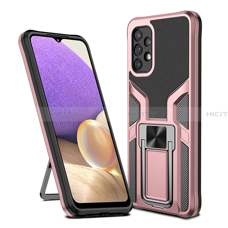 Coque Contour Silicone et Plastique Housse Etui Mat avec Magnetique Support Bague Anneau ZL1 pour Samsung Galaxy A32 5G Plus