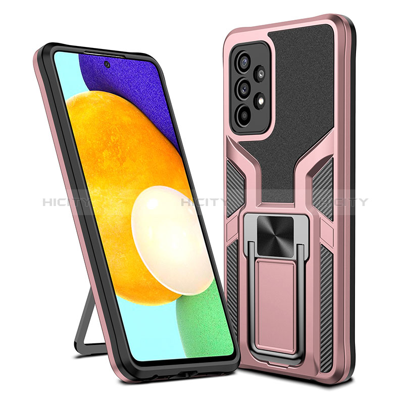 Coque Contour Silicone et Plastique Housse Etui Mat avec Magnetique Support Bague Anneau ZL1 pour Samsung Galaxy A52s 5G Or Rose Plus