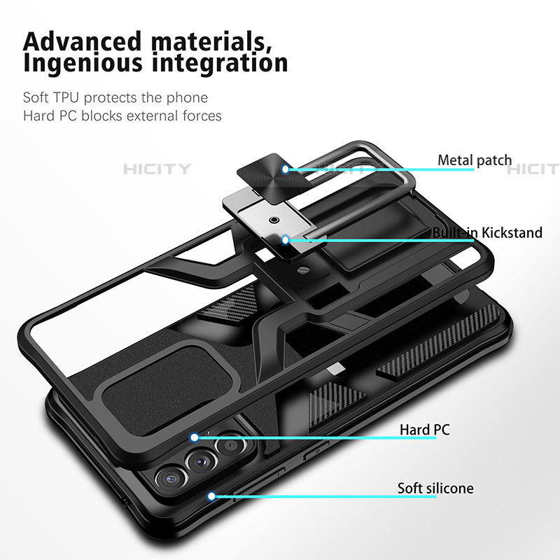 Coque Contour Silicone et Plastique Housse Etui Mat avec Magnetique Support Bague Anneau ZL1 pour Samsung Galaxy A72 4G Plus