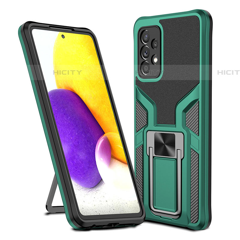 Coque Contour Silicone et Plastique Housse Etui Mat avec Magnetique Support Bague Anneau ZL1 pour Samsung Galaxy A72 4G Plus