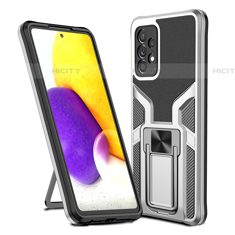 Coque Contour Silicone et Plastique Housse Etui Mat avec Magnetique Support Bague Anneau ZL1 pour Samsung Galaxy A72 4G Plus