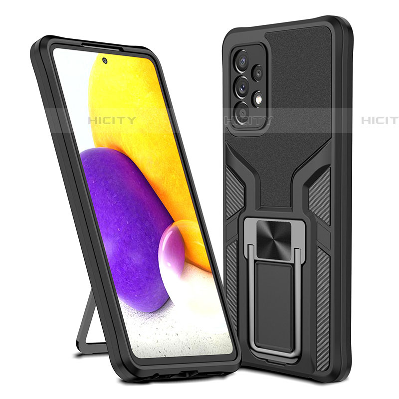 Coque Contour Silicone et Plastique Housse Etui Mat avec Magnetique Support Bague Anneau ZL1 pour Samsung Galaxy A72 4G Plus