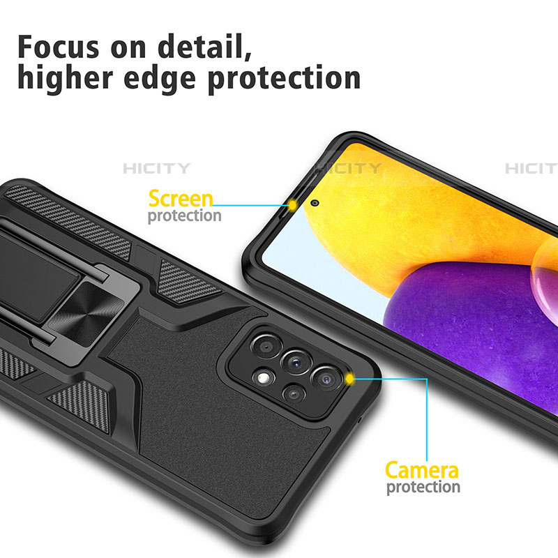 Coque Contour Silicone et Plastique Housse Etui Mat avec Magnetique Support Bague Anneau ZL1 pour Samsung Galaxy A72 5G Plus