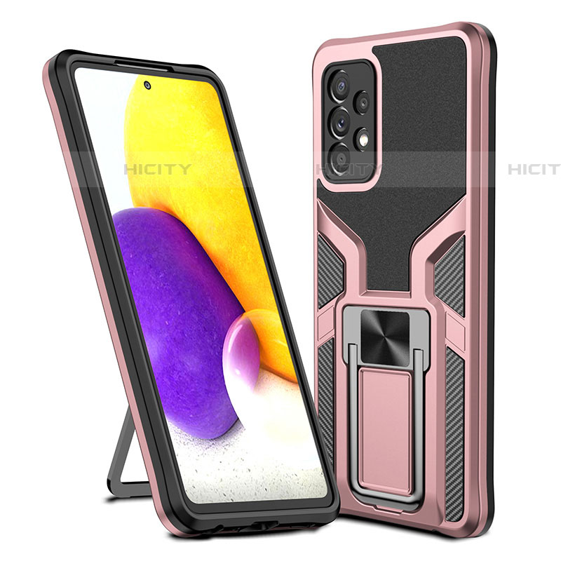 Coque Contour Silicone et Plastique Housse Etui Mat avec Magnetique Support Bague Anneau ZL1 pour Samsung Galaxy A72 5G Plus